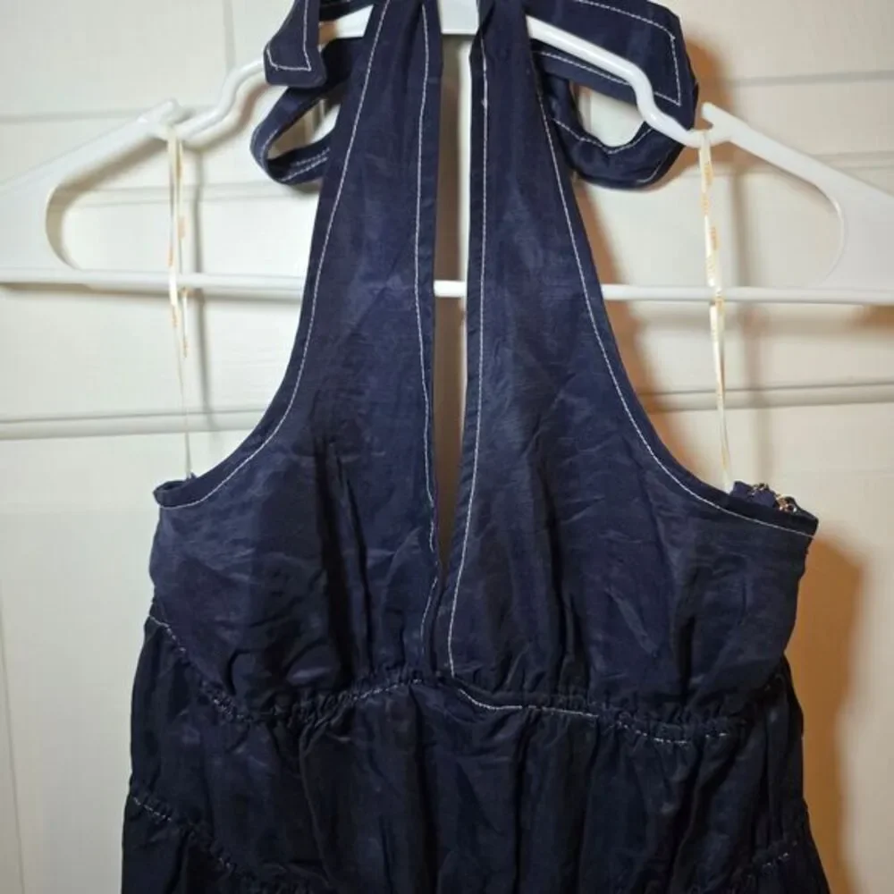 NWT Free People Sancia Navy Blue Halter‎ Wide Leg Jumpsuit Size Small - Picture 4 of 11
